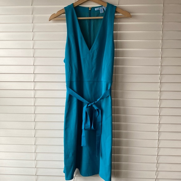Draper James Turquoise Dress Sleeveless Scalloped Tie Waist Size 4 - Picture 2 of 10